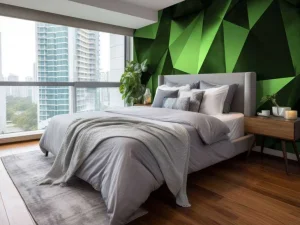 Sale Groen veelhoekig geometrisch oppervlak fotobehang 3d