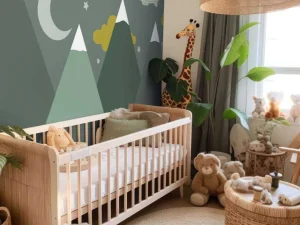 New Groene bergen in de nacht Kinderkamer