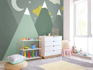 New Groene bergen in de nacht Kinderkamer