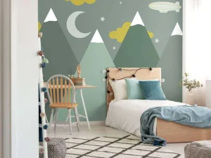 New Groene bergen in de nacht Kinderkamer