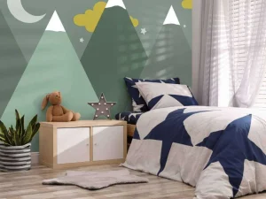 New Groene bergen in de nacht Kinderkamer