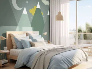 New Groene bergen in de nacht Kinderkamer
