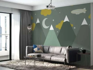New Groene bergen in de nacht Kinderkamer