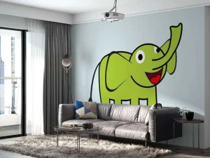 Sale Groene olifant fotobehang Babykamer