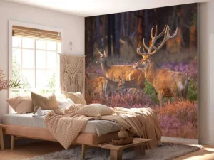 Outlet Groep herten op de Veluwe fotobehang Dieren