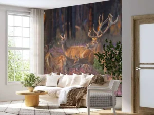 Outlet Groep herten op de Veluwe fotobehang Dieren