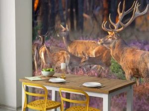 Outlet Groep herten op de Veluwe fotobehang Dieren