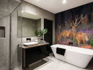 Outlet Groep herten op de Veluwe fotobehang Dieren