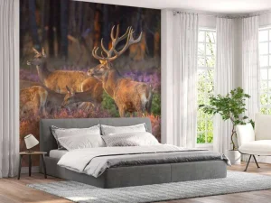 Outlet Groep herten op de Veluwe fotobehang Dieren