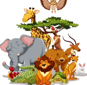 Outlet Groep wilde dieren fotobehang Kinderkamer