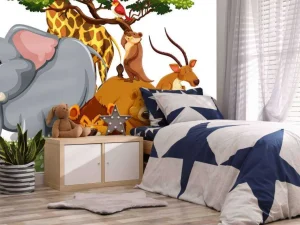 Outlet Groep wilde dieren fotobehang Kinderkamer