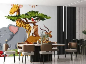 Outlet Groep wilde dieren fotobehang Kinderkamer
