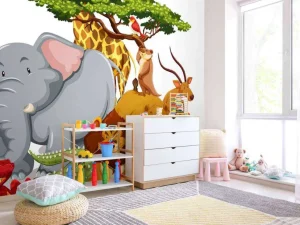 Outlet Groep wilde dieren fotobehang Kinderkamer