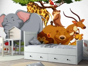 Outlet Groep wilde dieren fotobehang Kinderkamer