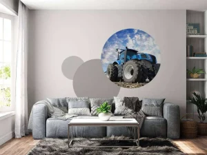 Outlet Grote blauwe tractor onder een bewolkte hemel fotobehang Tienerkamer | Kinderkamer