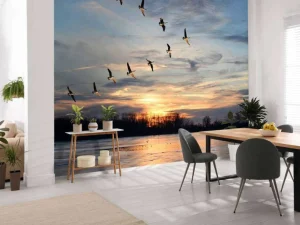 Fashion Grote Canadese ganzen in V-formatie fotobehang Dieren