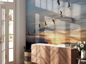 Fashion Grote Canadese ganzen in V-formatie fotobehang Dieren