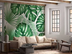 Sale Grote Groene Bladeren fotobehang Bloemen