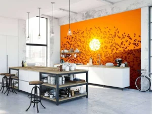 Discount Grote groep vogels bij zonsondergang fotobehang Dieren