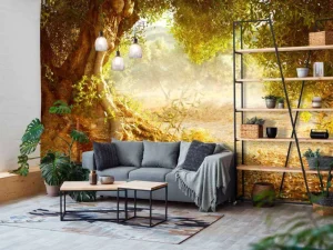 Discount Grote oude olijfboom fotobehang Bloemen