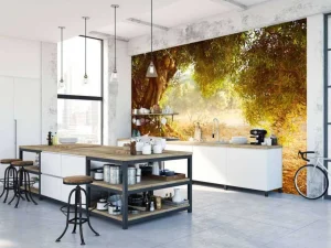 Discount Grote oude olijfboom fotobehang Bloemen