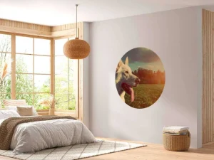 Fashion Grote witte hond bij zonsondergang fotobehang Dieren