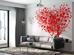 Online Hart gevormde boom design fotobehang Babykamer | Bloemen