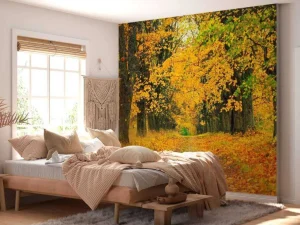 Hot Herfst Bomen met Gele Bladeren fotobehang Bloemen
