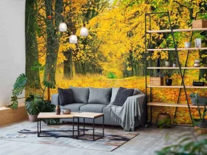 Hot Herfst Bomen met Gele Bladeren fotobehang Bloemen