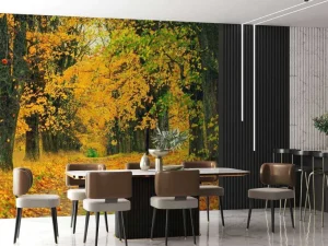 Hot Herfst Bomen met Gele Bladeren fotobehang Bloemen