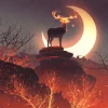 Hot Hert in vuur en vlam fotobehang Tienerkamer | Dieren