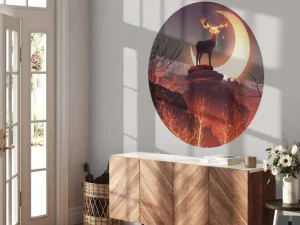 Hot Hert in vuur en vlam fotobehang Tienerkamer | Dieren