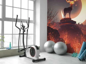 Hot Hert in vuur en vlam fotobehang Tienerkamer | Dieren