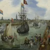 Clearance Het vertrek van een hoogwaardigheidsbekleder uit Middelburg fotobehang Kunst & Design