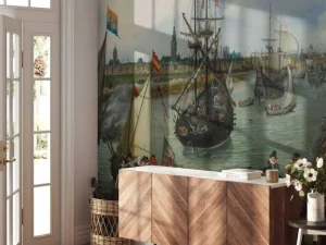 Clearance Het vertrek van een hoogwaardigheidsbekleder uit Middelburg fotobehang Kunst & Design