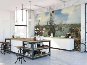 Clearance Het vertrek van een hoogwaardigheidsbekleder uit Middelburg fotobehang Kunst & Design