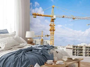 Best Hijskranen aan het werk fotobehang Architectuur