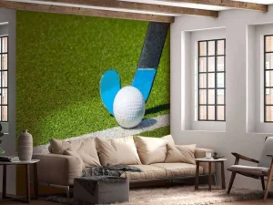 Discount Hockeystick met bal close-up fotobehang Kinderkamer | Sport