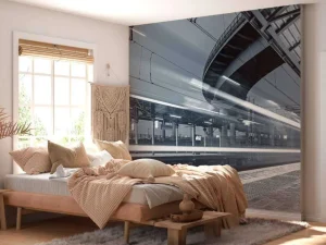 Sale Hogesnelheidstrein langs een perron fotobehang Transport