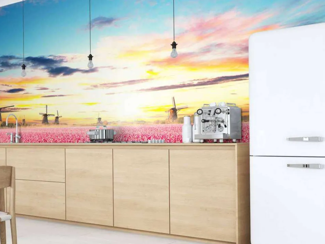 hollands_roze_tulpenveld__5.webp Discount Hollands roze tulpenveld fotobehang Hobbykamer | Bloemen