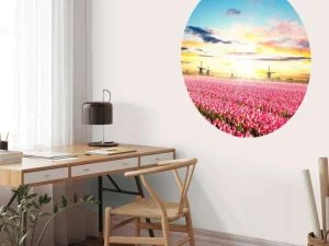 Discount Hollands roze tulpenveld fotobehang Hobbykamer | Bloemen