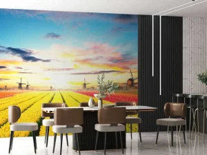 Discount Hollands tulpenveld fotobehang Steden | Architectuur