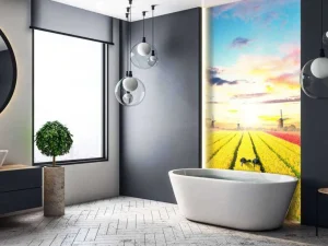Discount Hollands tulpenveld fotobehang Steden | Architectuur