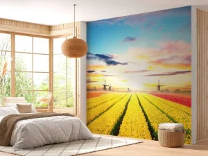 Discount Hollands tulpenveld fotobehang Steden | Architectuur
