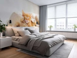 Online Hond en kat slapen knuffelend fotobehang Dieren