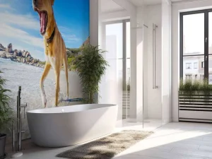 Best Hond in de zomer op het strand fotobehang Dieren