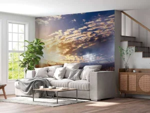 Online Honkbalstadion bij zonsondergang fotobehang Tienerkamer | Kinderkamer