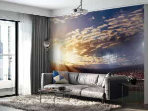 Online Honkbalstadion bij zonsondergang fotobehang Tienerkamer | Kinderkamer