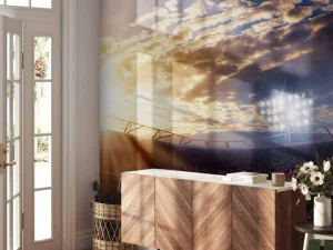 Online Honkbalstadion bij zonsondergang fotobehang Tienerkamer | Kinderkamer