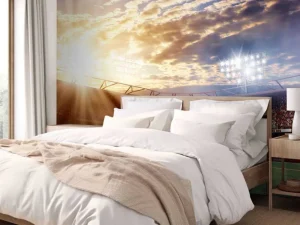 Online Honkbalstadion bij zonsondergang fotobehang Tienerkamer | Kinderkamer